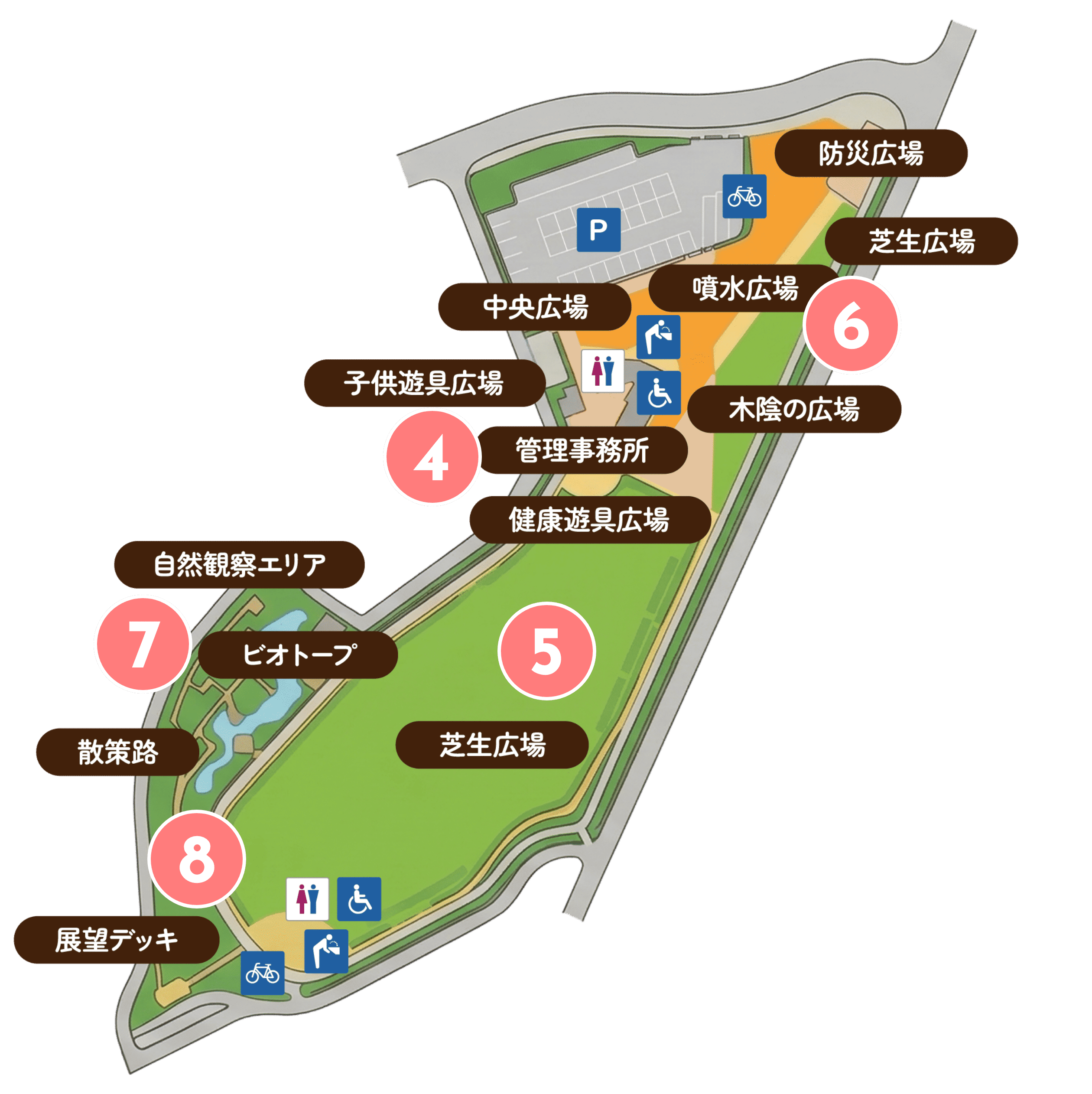 南エリアの園内マップ